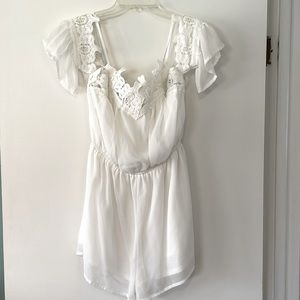 White Romper with Cut Out Shoulders